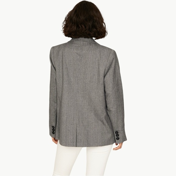 Anine Bing Becky Herringbone Cotton Oversized Blazer | Sz Medium | Grey & Black - Picture 5 of 14